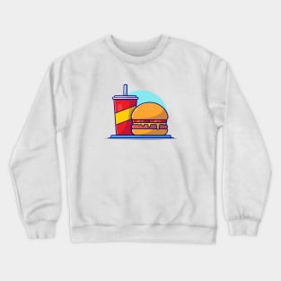 Burger And Soda Cartoon Vector Icon Illustration (6) Crewneck Sweatshirt